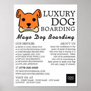 Oranje hond met bot, hond aan boord, Adverteren Poster