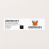 Oranje hond met bot, huisdierwinkel en grootmoeder visitekaartje (Buitenkant ongevouwen)