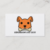 Oranje hond met bot, huisdierwinkel en kamerbaars visitekaartje (Voorkant)