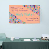 Oranje hondenbeenderontwerp spandoek (Beurs)