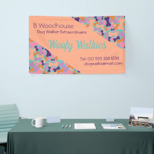 Oranje hondenbeenderontwerp spandoek (Beurs)