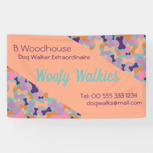 Oranje hondenbeenderontwerp spandoek (Horizontaal)