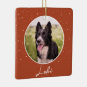 Oranje hondenfoto en naam kerst keramisch ornament (Rechts)
