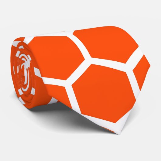 Oranje Honeycomb Abstract Modern Retro Stropdas (Opgerold)