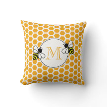 Oranje Honeycomb en bijenpatroon Monogrammen
