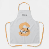 Oranje hoofdletter initieel script monogram schort (Voorkant)