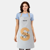 Oranje hoofdletter initieel script monogram schort (Gedragen)