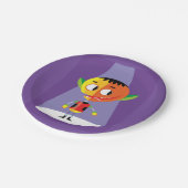 Oranje hoofdteken papieren bordje (Gekanteld)