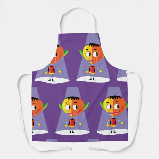 Oranje hoofdteken schort (Voorkant)