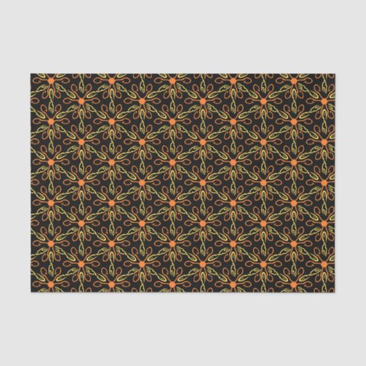 Oranje Hook Yellow Hook Yellow Fish Flower Pattern Tissuepapier (Voorkant)