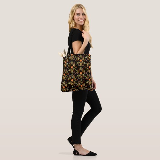 Oranje Hook Yellow Hook Yellow Fish Flower Pattern Tote Bag (Op model)