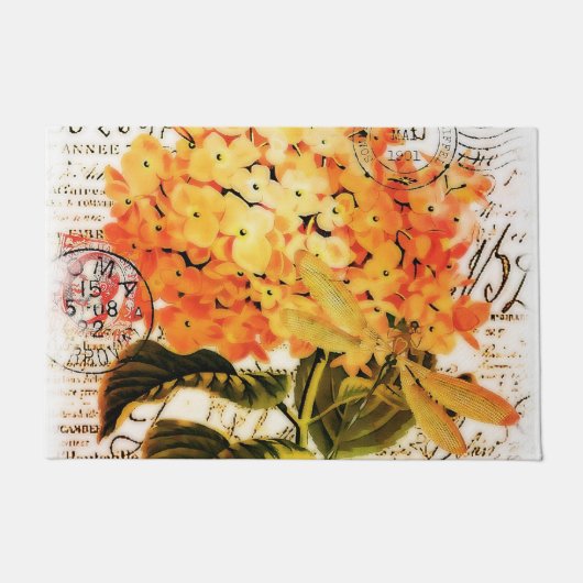 Oranje hortensia en libel deurmat (Voorkant)