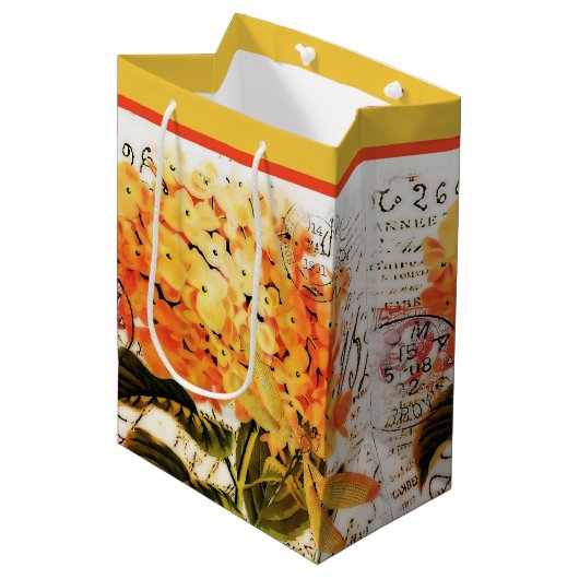 Oranje hortensia en libel medium cadeauzakje (Voorkant Gekanteld)