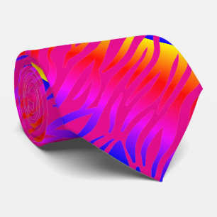 Oranje Hot Pink Abstracte Zebra Stripe Patterns Stropdas