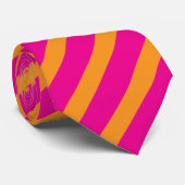 Oranje Hot Pink Stripes Patronen Kleurrijk Stijlvo Stropdas (Opgerold)