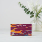 oranje hotrodvlammen op rode verf visitekaartje (Staand voorkant)