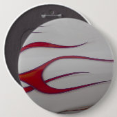 oranje hotrodvlammen op wit ronde button 6,0 cm (Voorkant /achterkant)