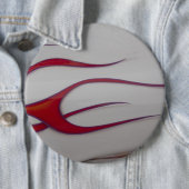 oranje hotrodvlammen op wit ronde button 6,0 cm (In situ)