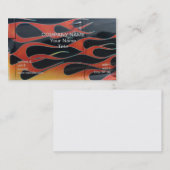 oranje hotrodvlammen op zwart visitekaartje (Voorkant / Achterkant)