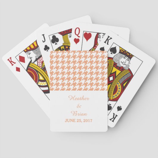 Oranje houndstooth Weddenschap-kaarten Speelkaarten (Achterkant)