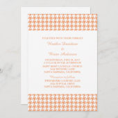 Oranje Houndstooth Wedding Invite Kaart (Voorkant / Achterkant)