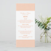 Oranje Houndstooth Wedding Menu (Staand voorkant)