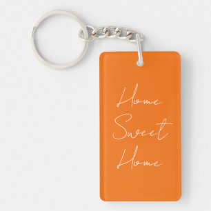 Oranje Huis Sweet Home Aangepaste familienaam Jaar Sleutelhanger