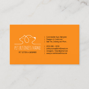 Oranje huisdieroppasser hond en kat logo veterinai visitekaartje