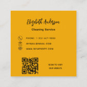 Oranje huisreinigingsdienst QR-code Vierkante Visitekaartje (Achterkant)