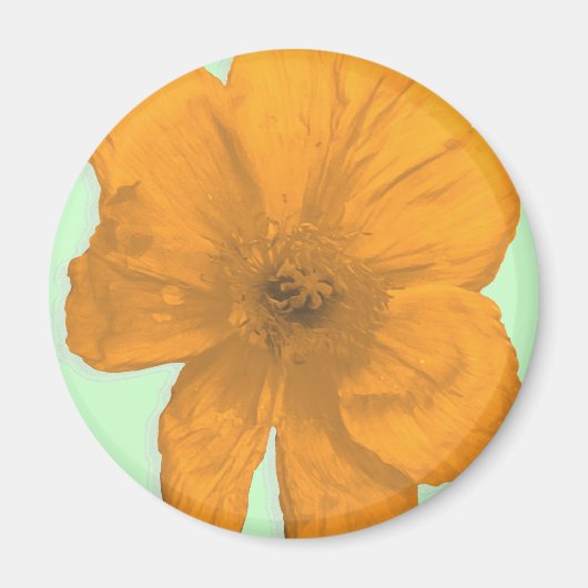 Oranje hulp/PopArt Flower Magneet (Voorkant)