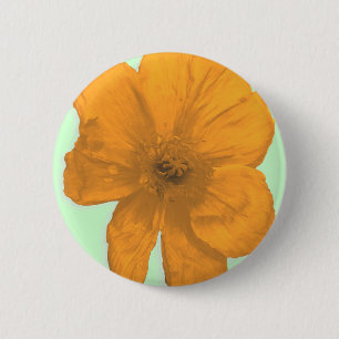 Oranje hulp/PopArt Flower Ronde Button 5,7 Cm