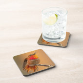 Oranje Hummingbird & Ruffled Feathers Bier Onderzetter (Rechterzijde)