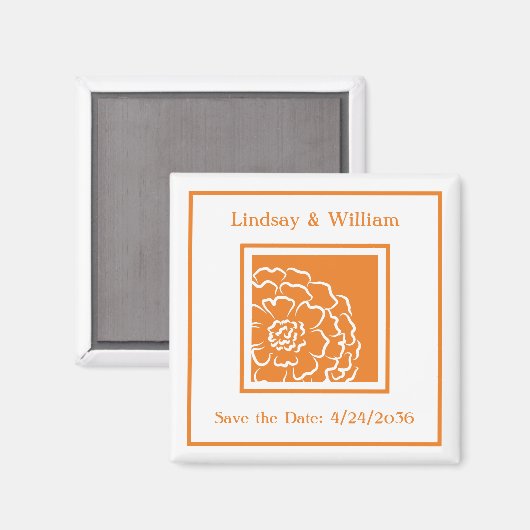 Oranje huwelijkse bruiloft sparen de Datum Magneet (Voorkant / Achterkant)