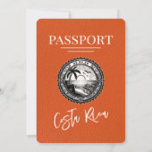 Oranje huwelijksuitnodiging Costa Rica Passport Kaart (Achterkant)