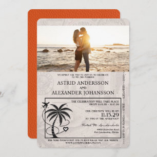 Oranje huwelijksuitnodiging voor Florida Passport Kaart