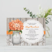 Oranje Hydrangea Mason Jar Vrijgezellenfeest Kaart (Staand voorkant)