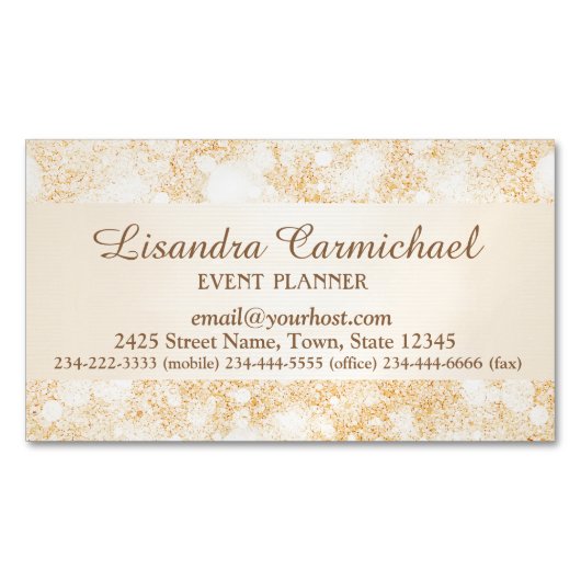 Oranje Ice Bokeh Magnetisch Visitekaartje (Voorkant)