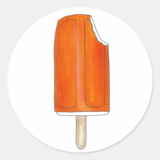 Oranje Ice Cream Creamsicle Popsicle Junk Food Ronde Sticker (Voorkant)