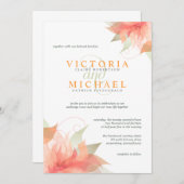 Oranje Ice Metallic White Wedding Invitting 2 Kaart (Voorkant / Achterkant)