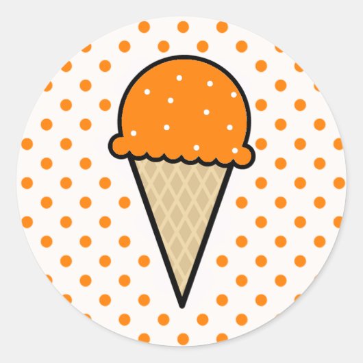 Oranje ijsschuimkast ronde sticker (Voorkant)