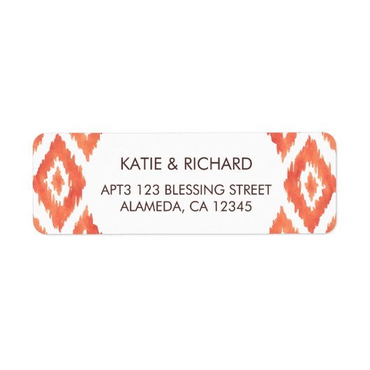 Oranje Ikat Etiket (Voorkant)