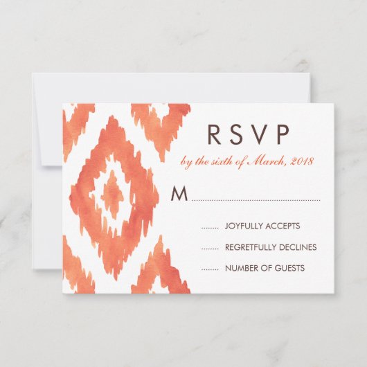 Oranje Ikat RSVP Kaartje (Voorkant)