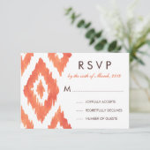 Oranje Ikat RSVP Kaartje (Staand voorkant)