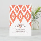 Oranje Ikat Wedding Kaart (Staand voorkant)