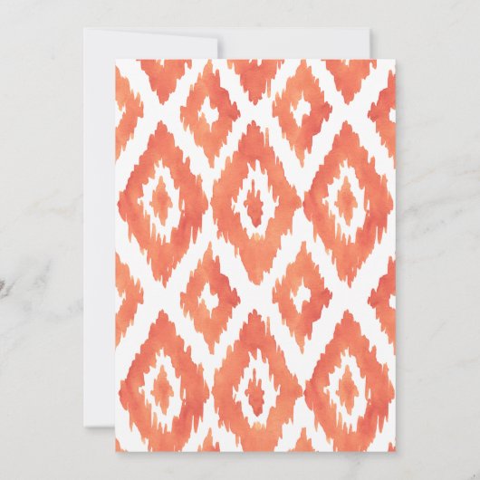 Oranje Ikat Wedding Kaart (Achterkant)