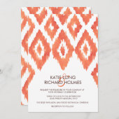 Oranje Ikat Wedding Kaart (Voorkant / Achterkant)