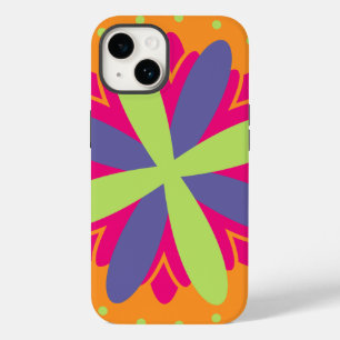 Oranje illustratie van bloemvormen Case-Mate iPhone 14 hoesje