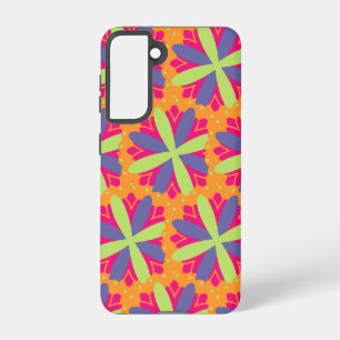 Oranje illustratie van bloemvormen samsung galaxy hoesje