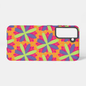 Oranje illustratie van bloemvormen samsung galaxy hoesje (Achterkant horizontaal)