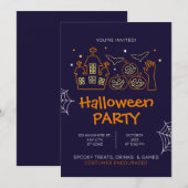 Oranje Illustratieve Halloween Kostuumfeest Kaart (Voorkant / Achterkant)